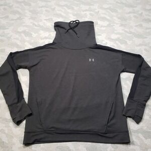 Under Armour Sweatshirt Womens Large Gray Loose Pull Over Cowl Neck Thumb Holes
